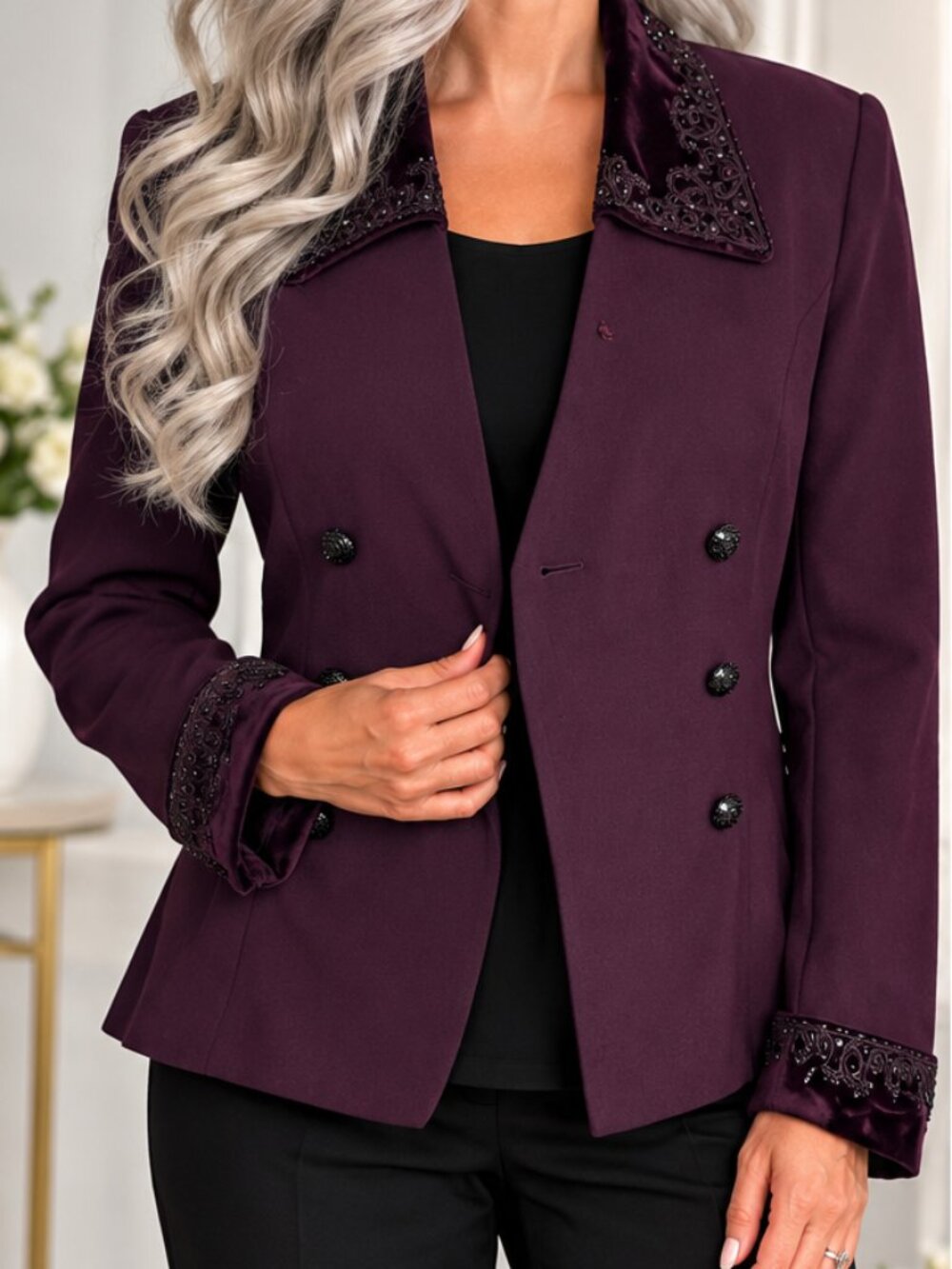 Albert Nipon Evening Plum Purple Blazer